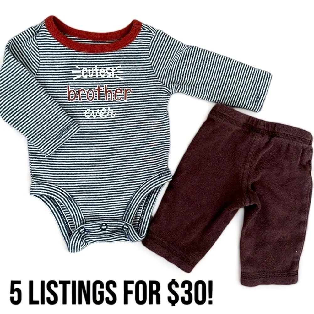 Carters newborn baby boy outfit cutest brother ever  Guc
